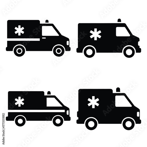 ambulance  icon vector set and silhouette collection.