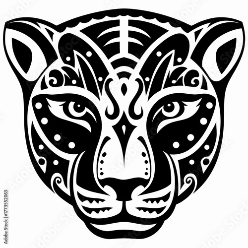 Wallpaper Mural Jaguar Head Tribal Design Tattoo Art Stylized Torontodigital.ca