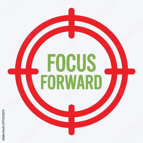 Focus forward target a red aiming point illustration for business goals and objectives isolated on white background