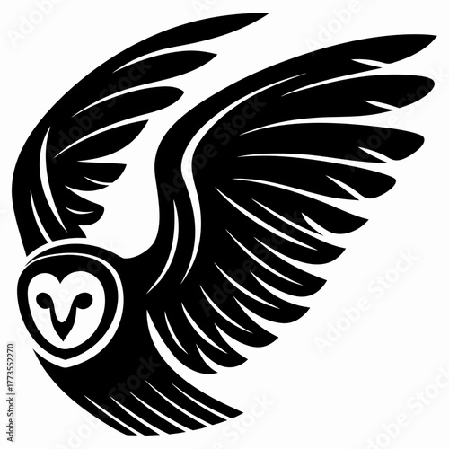 Wallpaper Mural Elegant Vector Illustration of a Swooping Owl in Flight with Wide Spread Wings Torontodigital.ca