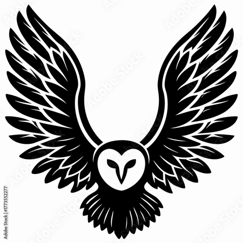 Wallpaper Mural Black and white stylized owl with wings spread wide Torontodigital.ca