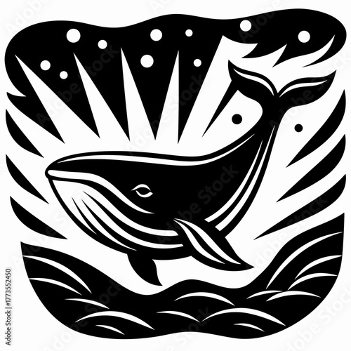 Wallpaper Mural Whimsical Whale Illustration with Starry Night Sky and Ocean Waves Torontodigital.ca