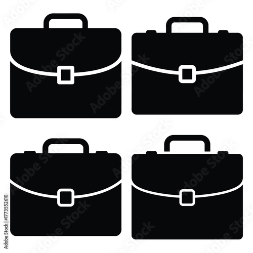 briefcase  icon vector set and silhouette collection.