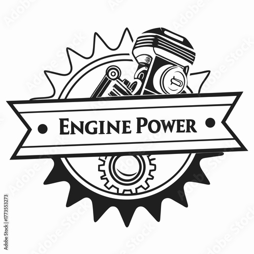 Engine power emblem vector