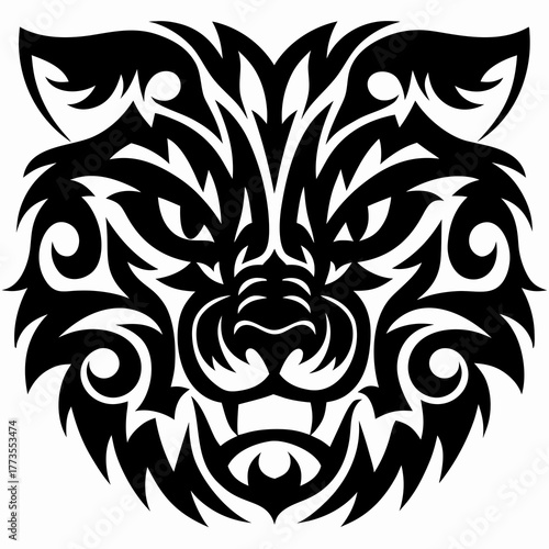 Aggressive Tribal Animal Head Illustration for Powerful Emblem and Mascot Design