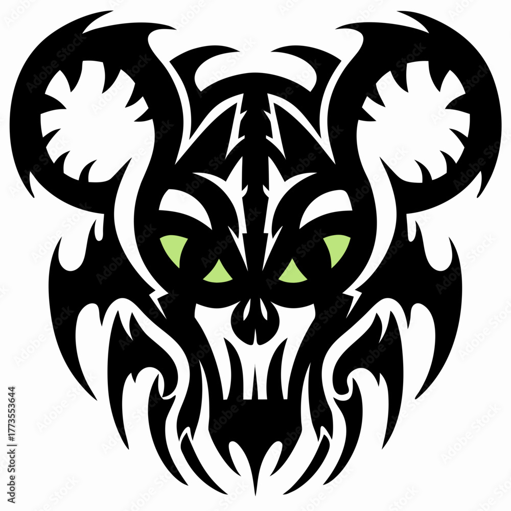 Fototapeta premium Tribal Rat Skull Mascot with Cracked Bone and Toxic Slim Design