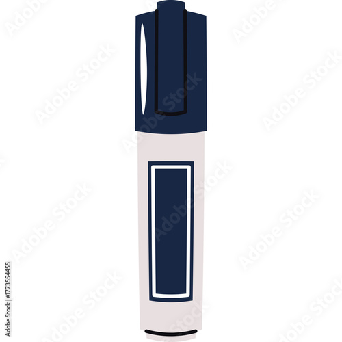 A Navy Blue Cap Marker With A White Barrel And A Dark Blue Label Isolated On A White Background Minimalist Graphic Design