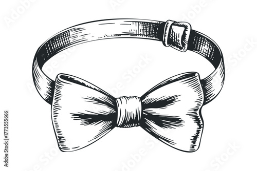 Hand Drawn Sketch of a Black Bow Tie Neckwear Accessory