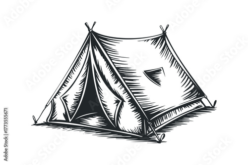 Tent camp shelter with entrance and window