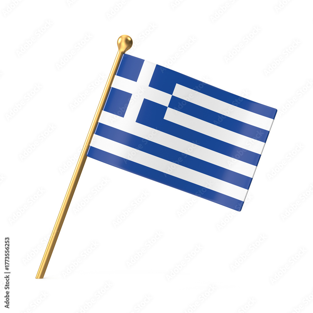 Obraz premium Greek National Flag on Golden Pole