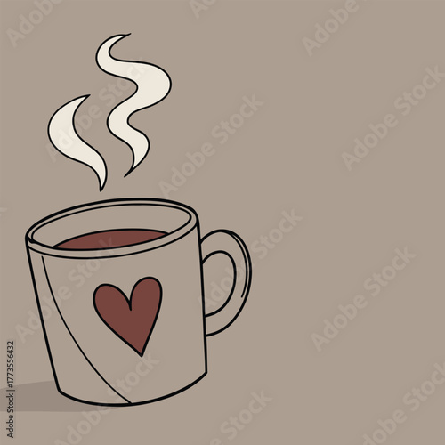 Hot cappuccino in a coffee cup with heart art, a perfect mug for a morning beverage at a cafe