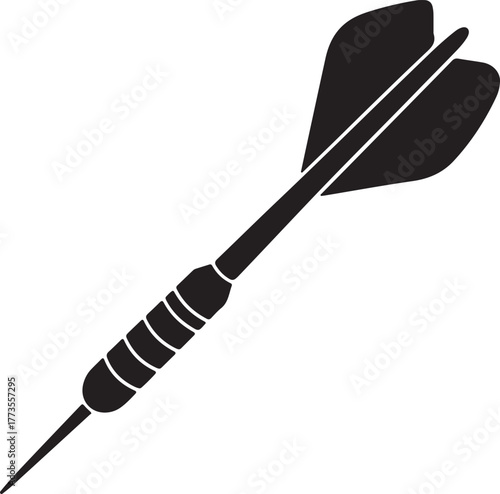 A black silhouette of a dart against a white background.