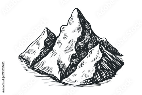 Hand drawn mountain range sketch