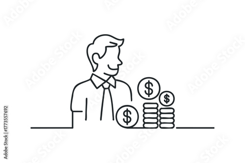 Business man with coins icon