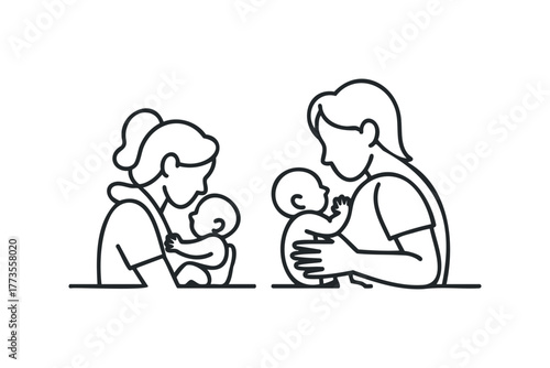 Parent holding and cradling newborn infant child lovingly