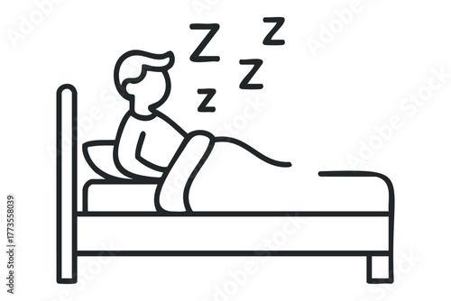Person sleeping peacefully in bed with 'Z' symbols indicating sleep