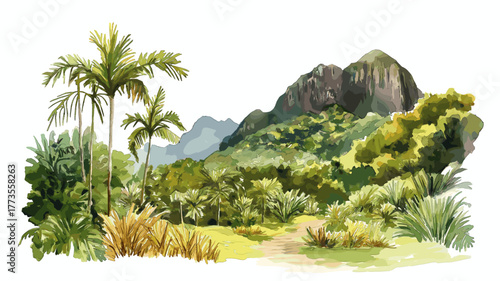 Inca Trail. Inca Trail hand drawn watercolor illustration