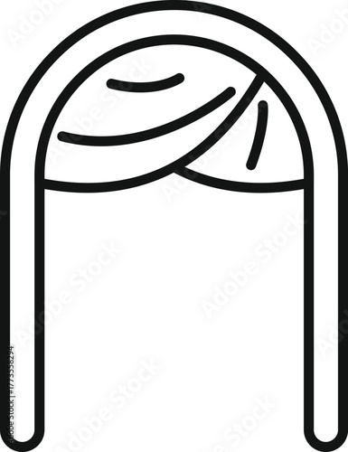 Elegant wedding arch adorned with flowing drapery, setting a romantic scene for exchanging vows