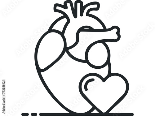Stylized human heart icon with symbolic love shape