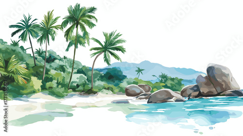 Tayrona National Park. Tayrona National Park hand drawn watercolor illustration