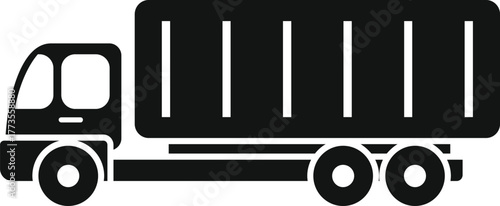 Cargo truck transporting goods, shipping and logistics industry icon