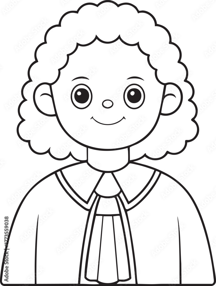 Fototapeta premium a smiling cartoon girl with curly hair and a collared shirt