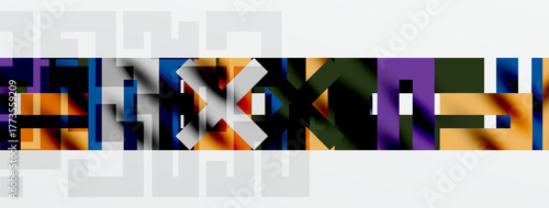 Abstract digital art. Pixelated blocks form colorful pattern. Minimalist design with dark background, light accents.