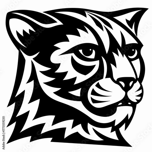 Wallpaper Mural Black and White Vector Illustration of a Cheetah's Head Torontodigital.ca