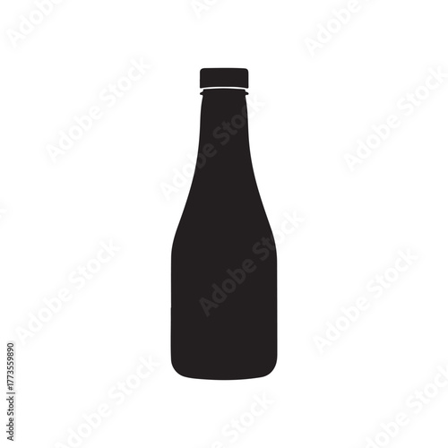 ketchup bottle silhouette vector flat illustration design on white background
