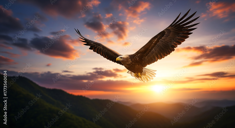 Fototapeta premium eagle at sunset