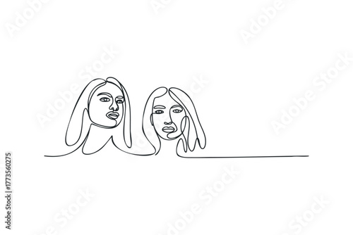 Two abstract portraits rendered in continuous line drawing style