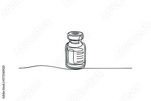 Single line drawing of a medical vial