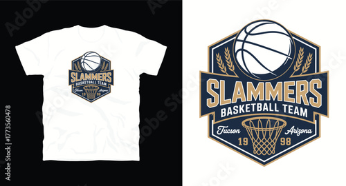 Slammers Basketball Team Logo with Wheat Ears Sport Emblem Design for Apparel and Fan Gear Vintage Style Tucson Arizona 1998