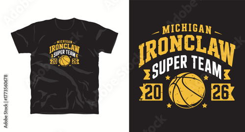 Michigan Ironclaw Super Team Basketball Graphic Design T-shirt Illustration 2026 Apparel Sport Tournament Athletics College