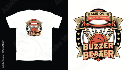 Game Over Silencing Enemies Buzzer Beater Basketball Graphic Design T-shirt Illustration Print Retro College Team Sport