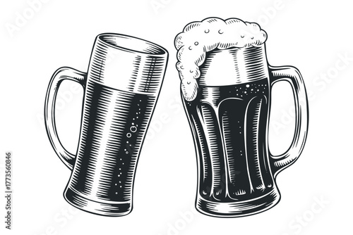 Two Beer Steins Clinking Together With Foam