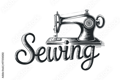 Antique sewing machine with the word sewing