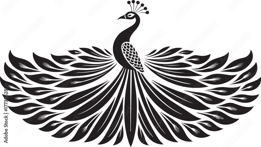 Fototapeta premium **Title (150 characters, SEO optimized):** Elegant Peacock Logo Vector Design | Stylized Bird Silhouette with Decorative Feathers | Luxury Animal Symbol for Branding, Art, and Decoration 