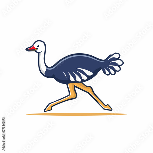 Cartoon ostrich running swiftly: A vibrant and playful illustration of wildlife