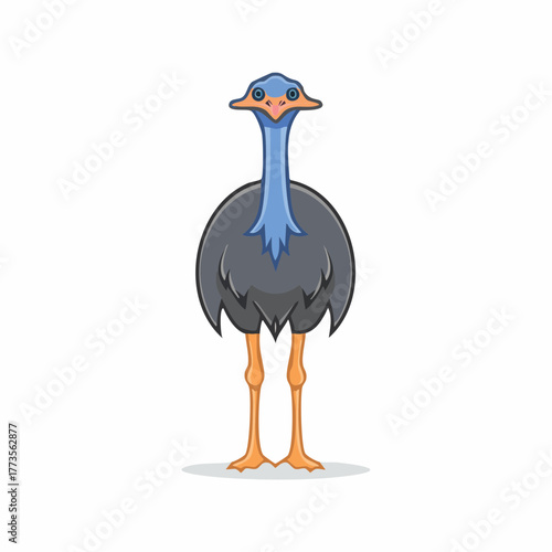 Cartoon Ostrich Illustration Isolated on White Background for Creative Designs