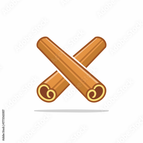 Cinnamon sticks crossed in detailed vector illustration on clean background