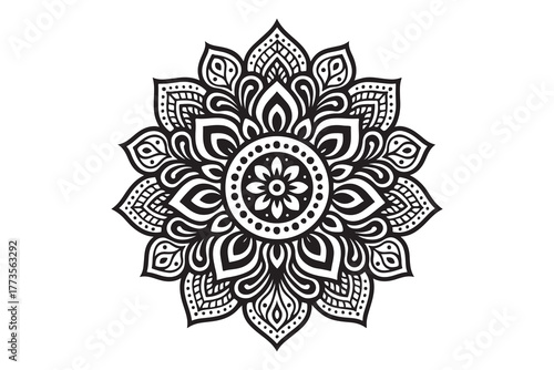 Intricate Mandala Design – Black and White Floral Pattern