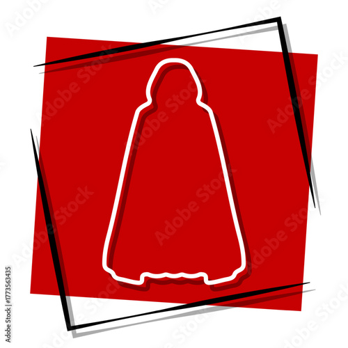 dark robes, red banner in a frame. Vector illustration on a white background.