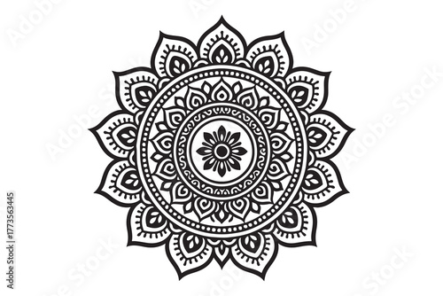 Intricate Mandala Design – Black and White Floral Pattern