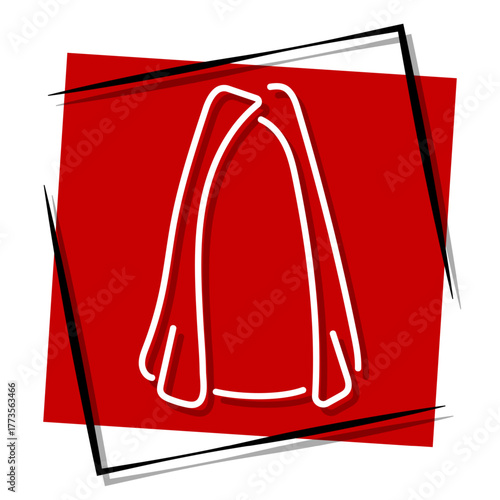 dark robes, red banner in a frame. Vector illustration on a white background.