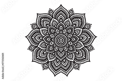 Intricate Mandala Design – Black and White Floral Pattern