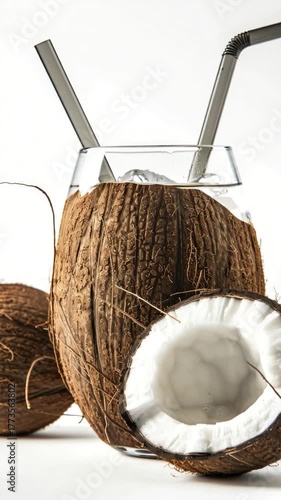 Refreshing drink with two straws, perfect for sharing or enjoying alone