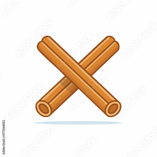 Crossed Cinnamon Sticks: A Simple and Aromatic Culinary Spice Illustration