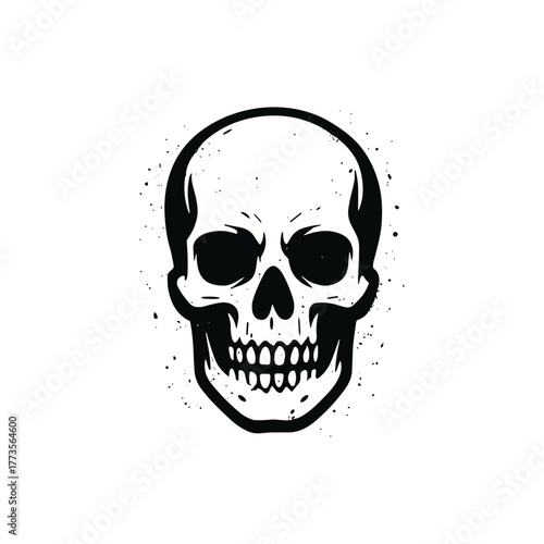 Grinning skull icon logo flat vector design