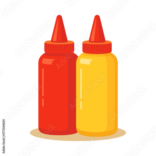 Hot sauce bottle, Ketchup bottle icon logo flat vector design